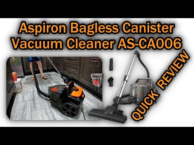 Aspiron Bagless Canister Vacuum Cleaner AS-CA006, 3.7QT HEPA Filter 5 Brushes, QUICK REVIEW - YouTube